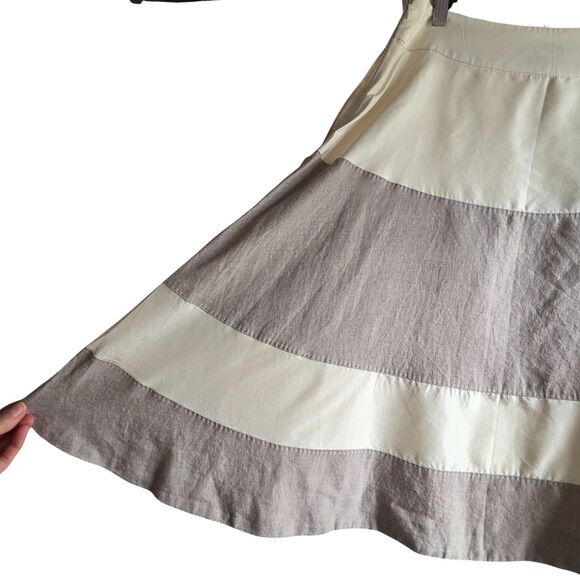 J Crew Collection Silk Linen A-Line Ivory Beige Skirt 4 - Picture 9 of 14